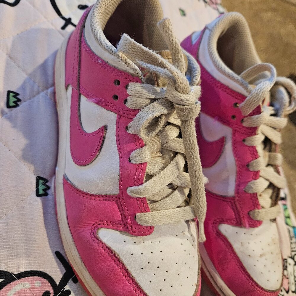 Girls used pink nike dunks SIZE 2
